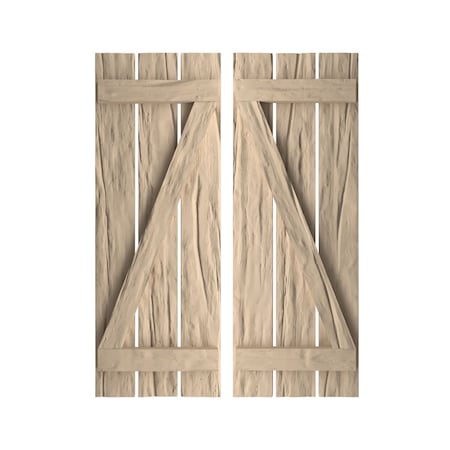 Rustic Three Board Spaced Board-n-Batten Riverwood Faux Wood Shutters W/Z-Board, 17 1/2W X 44H